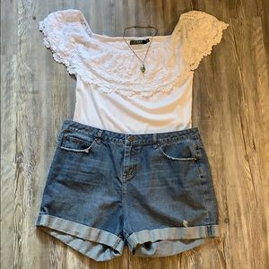 Ralph Lauren Off-the-Shoulder Macrame Top